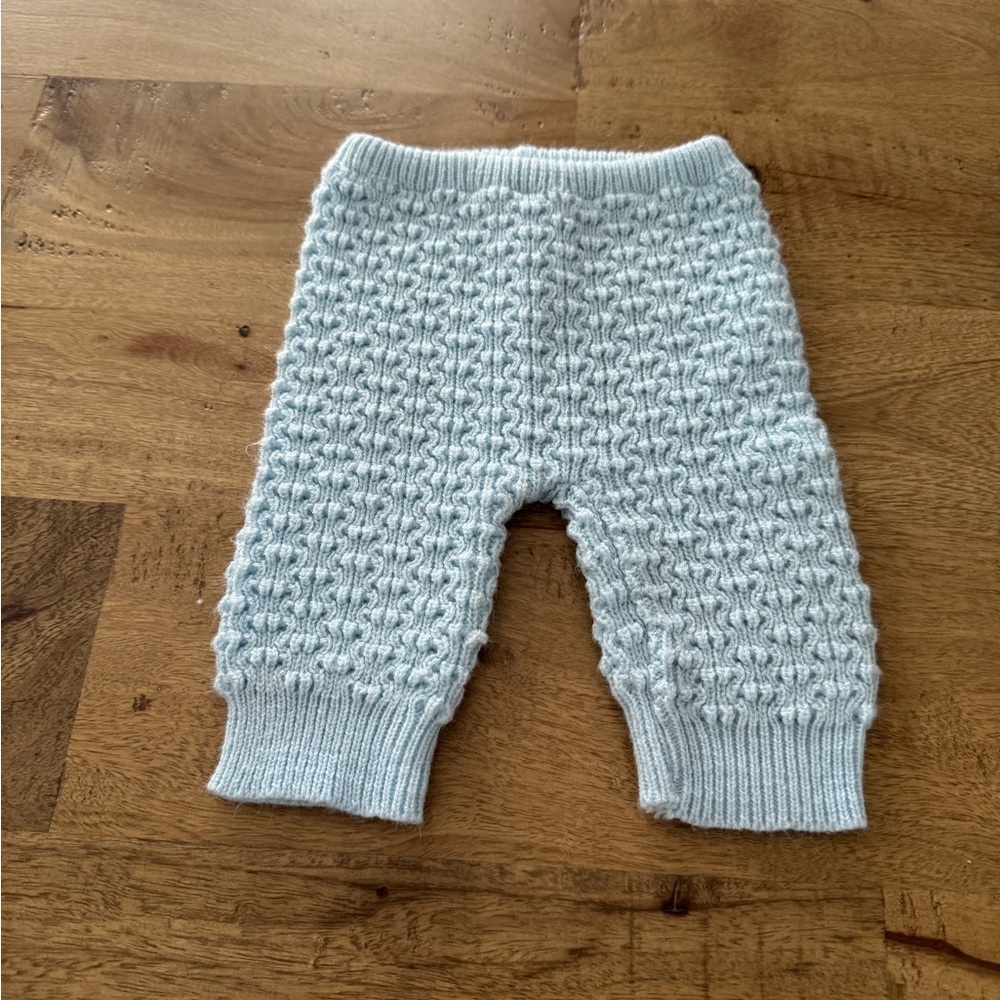 Tots Fifth Avenue Cozy Knit Baby Pants - Light blue size 0-6 months